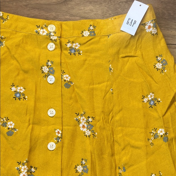 GAP Mustard Yellow Floral A-Line Skirt Summer Long - Picture 3 of 8